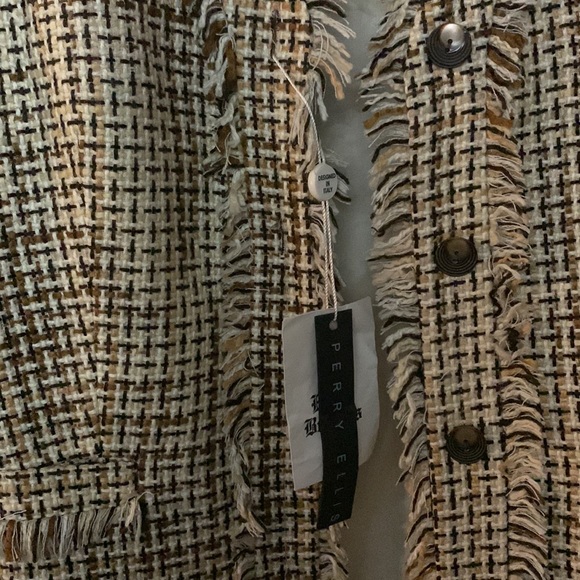 Perry Ellis tweed V Neck jacket with extra buttons - Picture 2 of 6